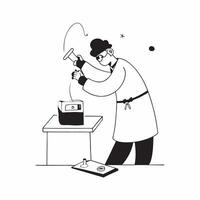 Flat Scientist candidly working on nanotechnology in a sterile lab concept as A candid image of a scientist working on nanotechnology in a sterile lab environment The photo captur Cleans vector