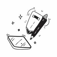 Flat Smart pen with holographic writing and copy space concept as A smart pen displaying floating holographic writing glowing with a vibrant finish The center of the image is left Cleans vector