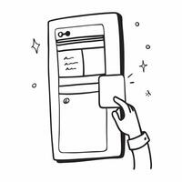 Flat Smart fridge with holographic grocery list and copy space concept as A smart fridge displaying a floating holographic grocery list glowing brightly The right side of the imag Cleans vector