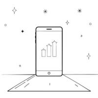 Flat Smartphone with holographic dashboard and progress bar concept as A smartphone on a clean white surface displaying a holographic dashboard with a floating progress bar The sc Cleans vector