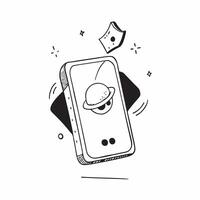Flat Smartphone with Holographic Fan and Moon concept as A smartphone placed on a white surface with a holographic fan and moon hovering above representing Mid Autumn symbols Came Cleans Set 3 vector