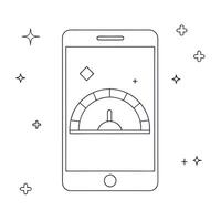 Flat Smartphone with holographic gauge and progress indicator concept as A smartphone on a white background displays a holographic gauge with a floating progress indicator The glo Cleans vector