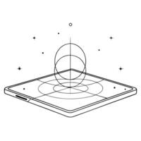Flat Smartphone with holographic Venn diagram and intersections concept as A smartphone on a clean white surface displaying a holographic Venn diagram with floating intersections Cleans vector
