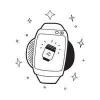 Flat Smartwatch on Holographic Background with Lanterns concept as A smartwatch placed on a holographic background with glowing lanterns surrounding it representing the Mid Autumn Cleans Set 3 vector