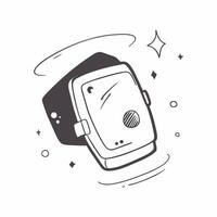 Flat Smartwatch with Holographic Moon and Stars concept as A smartwatch on a glossy white surface with holographic moons and stars floating above it symbolizing the Mid Autumn Fest Cleans Set 3 vector