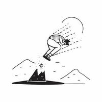 Flat Snowboarder on Glossy Powder Snow in Mountain Range concept as A snowboarder carving through glossy powder snow in a mountain range with the light of the setting sun casting a Cleans Set 3 vector