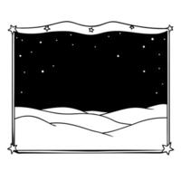 Flat Starry Sky and Desert Border Frame with Copy Space concept as A border frame with a starry sky and desert landscape at opposite ends offering generous copy space in the center Cleans Set 4 vector