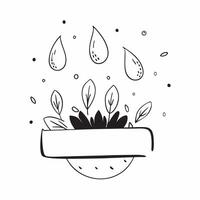 Flat Spring Blossoms and Rain Border Frame with Copy Space concept as A border frame featuring spring blossoms and light rain on opposite sides with ample copy space in the middle Cleans Set 3 vector