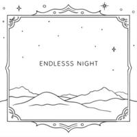 Flat Starry Sky and Desert Border Frame with Copy Space concept as A border frame with a starry sky and desert landscape at opposite ends offering generous copy space in the center Cleans Set 3 vector