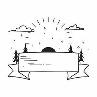 Flat Sunset and Silhouetted Trees Border Frame with Copy Space concept as A border frame with a sunset and silhouetted trees on either side offering generous copy space in the cent Cleans Set 3 vector