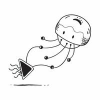 Flat Suspended AI brain with neural pathways on an isolated white background concept as A digital representation of an AI brain floating in mid air with neural pathways extending o Cleans vector