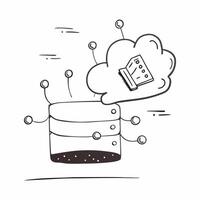 Flat Suspended data cloud with glowing connections on an isolated white background concept as A digital data cloud floating mid air with glowing connections extending from its core Cleans vector
