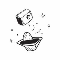 Flat Suspended VR headset with holographic projections on an isolated white background concept as A VR headset floating mid air with holographic projections extending from the lens Cleans vector