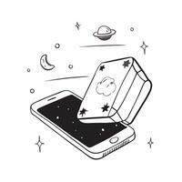 Flat Tablet on Holographic Surface with Lanterns and Moon concept as A tablet lies on a glossy holographic surface with floating lanterns and a moon above representing the Mid Autu Cleans Set 3 vector