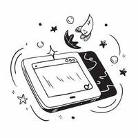 Flat Tablet with Holographic Dragon and Lanterns concept as A tablet on a white background with holographic dragons and lanterns surrounding it symbolizing the Mid Autumn Festival Cleans Set 3 vector