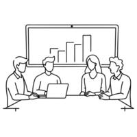 Flat Team collaborating around a glossy data dashboard concept as A team of professionals gathers around a large glossy data dashboard in a modern office setting The reflections o Cleans vector