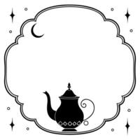Flat Teapot and Moon Border Frame with Copy Space concept as A border frame featuring a traditional teapot and the moon on either side with copy space in the middle Mid Autumn Wis Cleans Set 2 vector