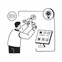 Flat Technician candidly adjusting AI powered machinery concept as A candid shot of a technician adjusting AI powered machinery in a manufacturing plant The photo captures the han Cleans vector