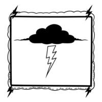 Flat Thunderstorm and Lightning Border Frame with Copy Space concept as A border frame with a thunderstorm and lightning at opposite ends offering generous copy space in the center Cleans Set 2 vector
