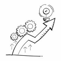 Flat of isolated gears and upward arrow with the word Growth concept as A design featuring isolated gears intertwined with an upward arrow symbolizing the mechanical Cleans vector