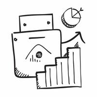 Flat of isolated briefcase and bar chart with the word Profit concept as A design featuring a briefcase next to a rising bar chart with the word Profit prominently di Cleans vector