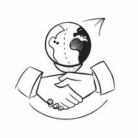 Flat of isolated handshake and globe with the word Partnership concept as A design showing a handshake and a globe with the word Partnership prominently displayed Th Cleans vector