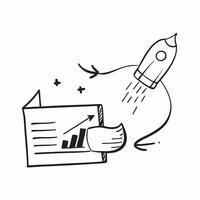 Flat of isolated rocket and graph with the word Launch concept as A design featuring a rocket taking off next to a rising graph with the word Launch prominently displ Cleans vector