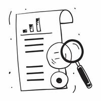 Flat of isolated magnifying glass and document with the word Analysis concept as A design showing a magnifying glass over a document with the word Analysis prominentl Cleans vector