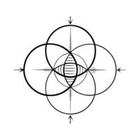 Flat Venn diagram with floating intersections concept as A Venn diagram with intersections floating slightly above the white background isolated The design represents the analysis Cleans vector