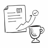 Flat of isolated trophy and graph with the word Achievement concept as A design showing a trophy next to a rising graph with the word Achievement prominently displaye Cleans vector
