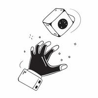 Flat VR gloves with holographic hand movements and copy space concept as A pair of VR gloves with floating holographic hand movements glowing above them The left side of the image Cleans vector