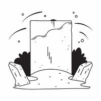 Flat Waterfall and Rocks Border Frame with Copy Space concept as A border frame featuring a waterfall and rocks at opposite corners with generous copy space in the middle Natures Cleans Set 3 vector