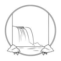 Flat Waterfall and Rocks Border Frame with Copy Space concept as A border frame featuring a waterfall and rocks at opposite corners with generous copy space in the middle Natures Cleans Set 2 vector