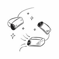 Flat Wireless earbuds with glowing holographic sound waves and copy space concept as A pair of wireless earbuds with floating holographic sound waves emanating from them glowing br Cleans vector