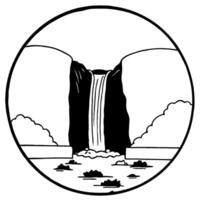 Flat Waterfall and Rocks Border Frame with Copy Space concept as A border frame featuring a waterfall and rocks at opposite corners with generous copy space in the middle Natures Cleans vector