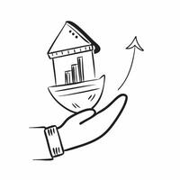 Floating bank building and arrow with Financial Growth text concept as A sleek design featuring a floating bank building and arrow with the text Financial Growth The elemen Cleans vector