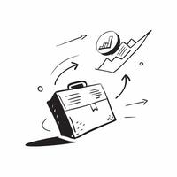 Floating briefcase and chart with Performance Metrics text concept as A dynamic featuring a floating briefcase and chart with the text Performance Metrics The design is iso Cleans vector