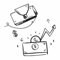 Floating briefcase and dollar sign with the word Revenue concept as A design showing a briefcase and a dollar sign floating in mid air with the word Revenue prominently disp Cleans Set 2 vector