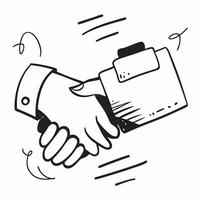 Floating briefcase and handshake with Business Partnership text concept as A sleek design showcasing a floating briefcase and handshake with the text Business Partnership T Cleans Set 2 vector