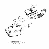 Floating briefcase and dollar sign with the word Revenue concept as A design showing a briefcase and a dollar sign floating in mid air with the word Revenue prominently disp Cleans vector