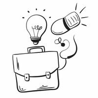 Floating briefcase and light bulb with Innovative Solutions text concept as A sleek design showcasing a floating briefcase and light bulb with the words Innovative Solutions Cleans vector
