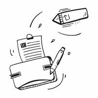 Floating briefcase and pen with Content Creation text concept as A dynamic illustration featuring a floating briefcase and pen with the text Content Creation The design is Cleans vector