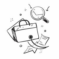Floating briefcase and magnifying glass with Market Research text concept as A dynamic featuring a floating briefcase and magnifying glass with the text Market Research The Cleans vector