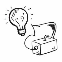 Floating briefcase and light bulb with Innovative Solutions text concept as A sleek design showcasing a floating briefcase and light bulb with the words Innovative Solutions Cleans Set 2 vector