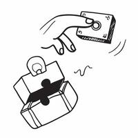 Floating briefcase and puzzle piece with Financial Solutions text concept as A sleek design featuring a floating briefcase and puzzle piece with the text Financial Solutions Cleans Set 2 vector