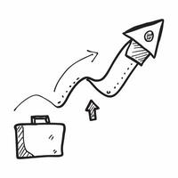 Floating briefcase and upward arrow with Growth Strategy text concept as A sleek design showcasing a floating briefcase and an upward arrow with the text Growth Strategy Th Cleans vector
