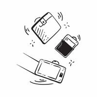 Floating briefcase and smartphone with Mobile Marketing text concept as A sleek design showcasing a floating briefcase and smartphone with the text Mobile Marketing The ele Cleans vector