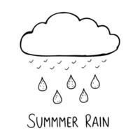 Floating Cloud and Rain Drop with Summer Rain Text concept as A cloud and rain drop floating together in mid air with Summer Rain text subtly included at the bottom The elements a Cleans vector