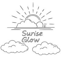 Floating Cloud and Sun Ray with Sunrise Glow Text concept as A cloud and sun ray floating together in mid air with Sunrise Glow text subtly included at the bottom The elements are Cleans vector