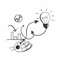 Floating chart and light bulb with Marketing Innovation text concept as A dynamic design featuring a floating chart and light bulb with the text Marketing Innovation The de Cleans vector